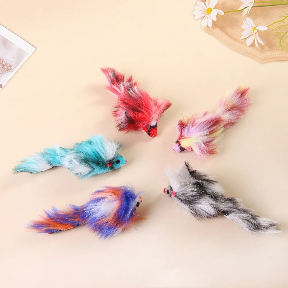 1-100 Pcs Plush Colorful Mouse Cat Toys Interactive Fake Mice Suitable Cat Teasing Toys for Small Cats Pet Products