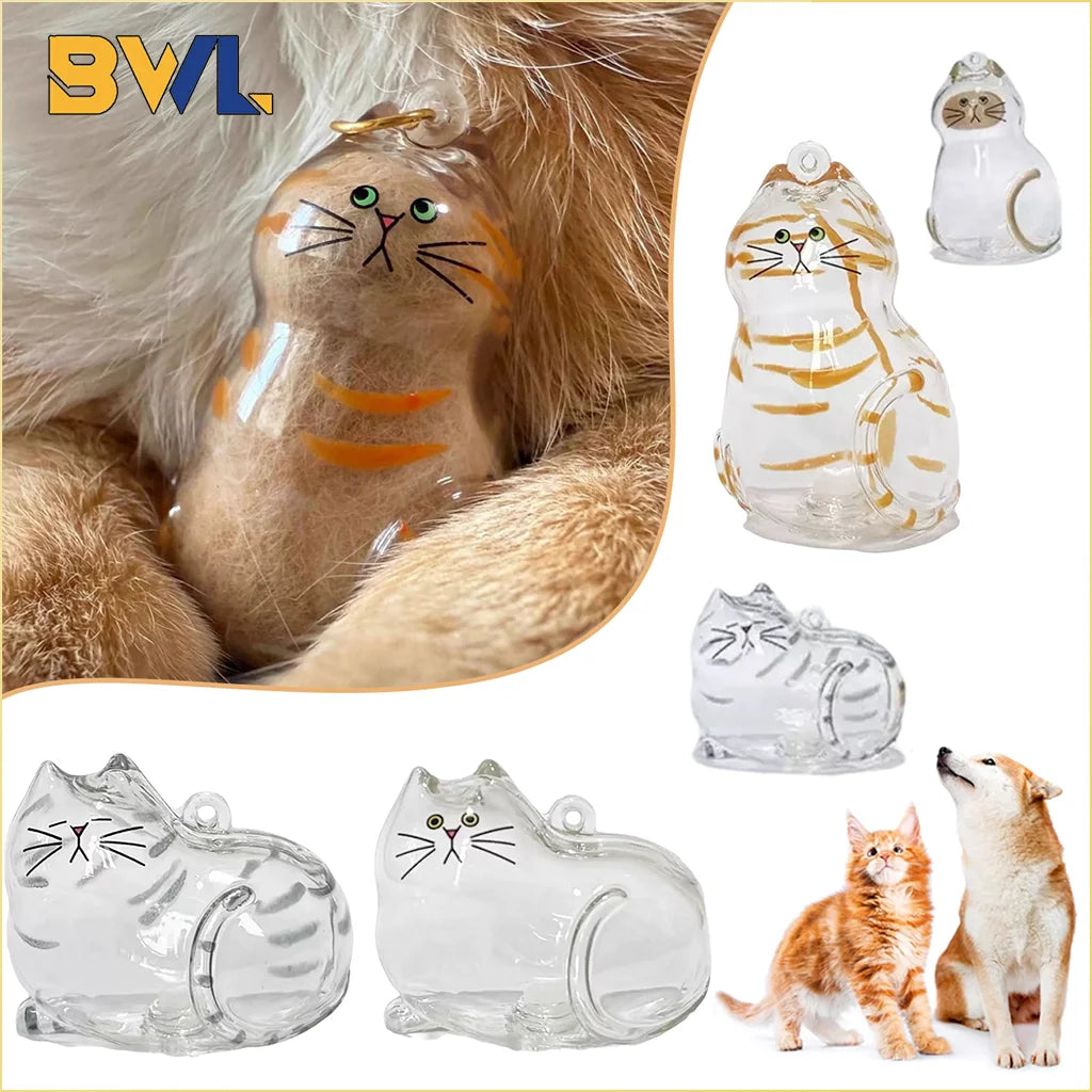 Pet Hair Keepsake Box Memorial Bottle for Cat Fur Storage Container for DIY Decoration Gift for Pet Lovers Home Display