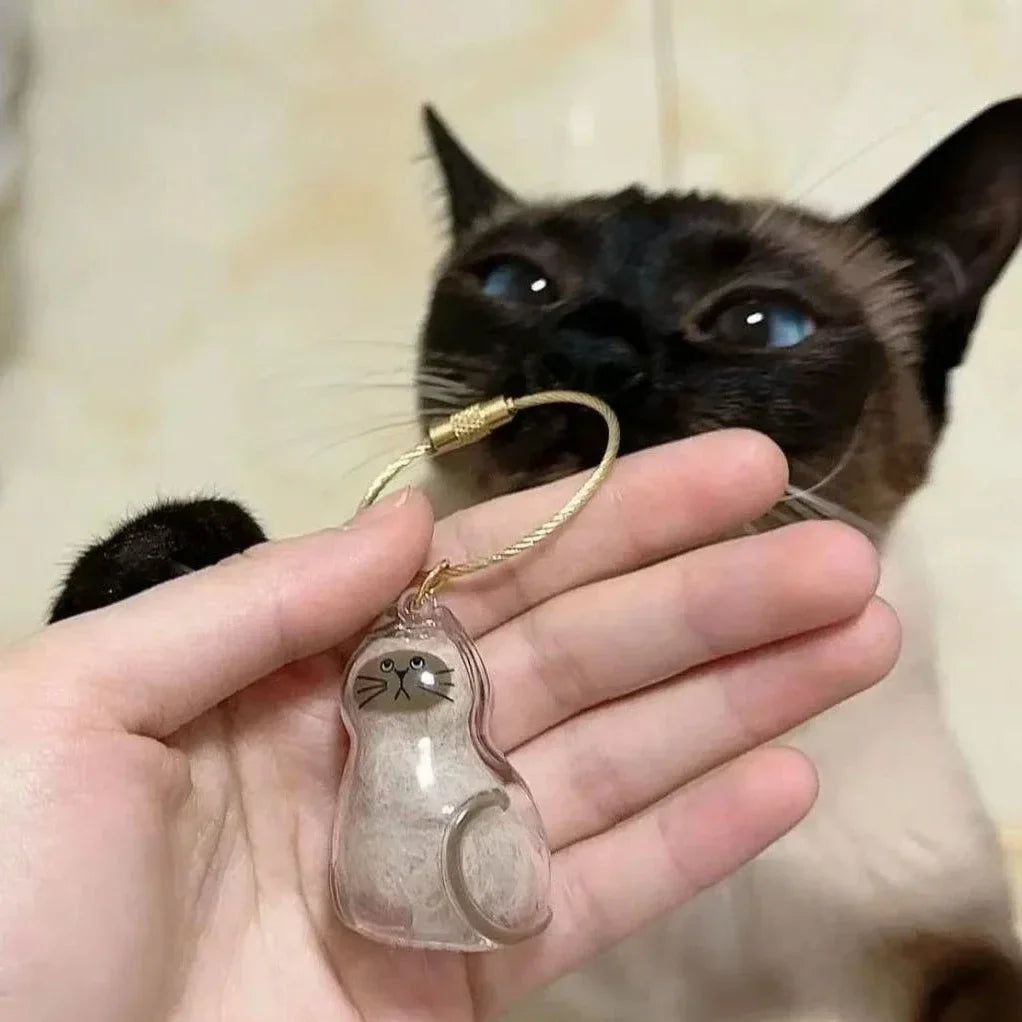 Transparent Cat/Dog Hair Collection Capsule Keychain Kawaii Memorial Pet Cat Dog Hair Capsule for Keychain DIY Pendant Accessory