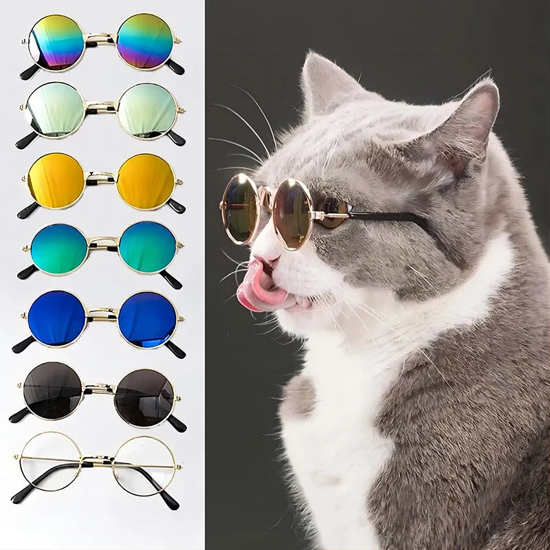 Cat Sunglasses Lovely Vintage Round Reflection Eye Wear Glasses for Small Dog Cat Pet Photos Pet Products Props Accessories