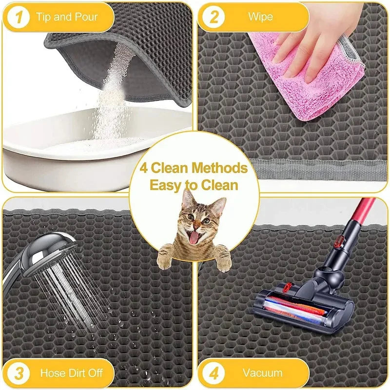 Pet Cat Litter Mat Waterproof Double Layer Cat Litter Trapping Clean Pad Litter Box Mat Products For Cats Pet Accessories