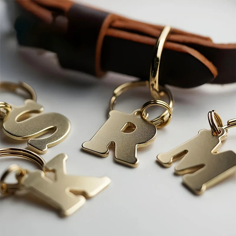 [Customized Products] Personalized Stainless Steel Pet Pendant Keychain, Customizable Pet Id Tag Letter Pendant, Custom Dog Tag