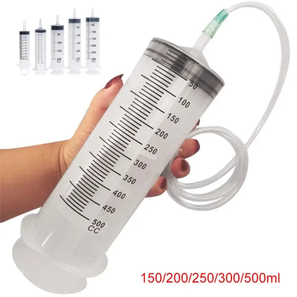 1pc 150ml-500ml Large Capacity Syringe Syringes Reusable Pump Measuring 1.3m Tube Feeding Ink Big Syringe Hydroponics Nutrient