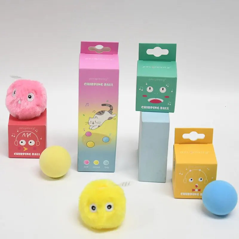 Interactive Ball Smart Cat Toys Plush Electric Catnip Training Toy Kitten Touch Sounding Pet Product Squeak Toy Ball