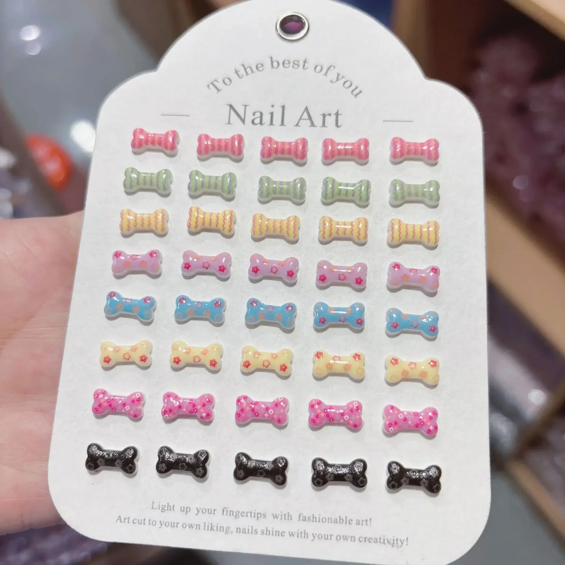 100Pcs Happy Dopamine Dog Bone Nail Charms - 3D Playful Resin Decor for Cheerful DIY Manicures