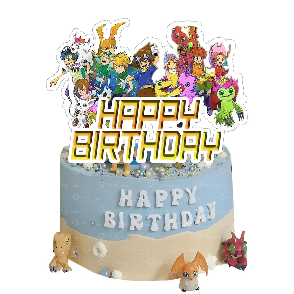 Digimon Birthday Decoration Cartoon Pet Party Favors Balloons Backdrop Banner Cake Decoration Baby Shower Supplies Gifts Toys