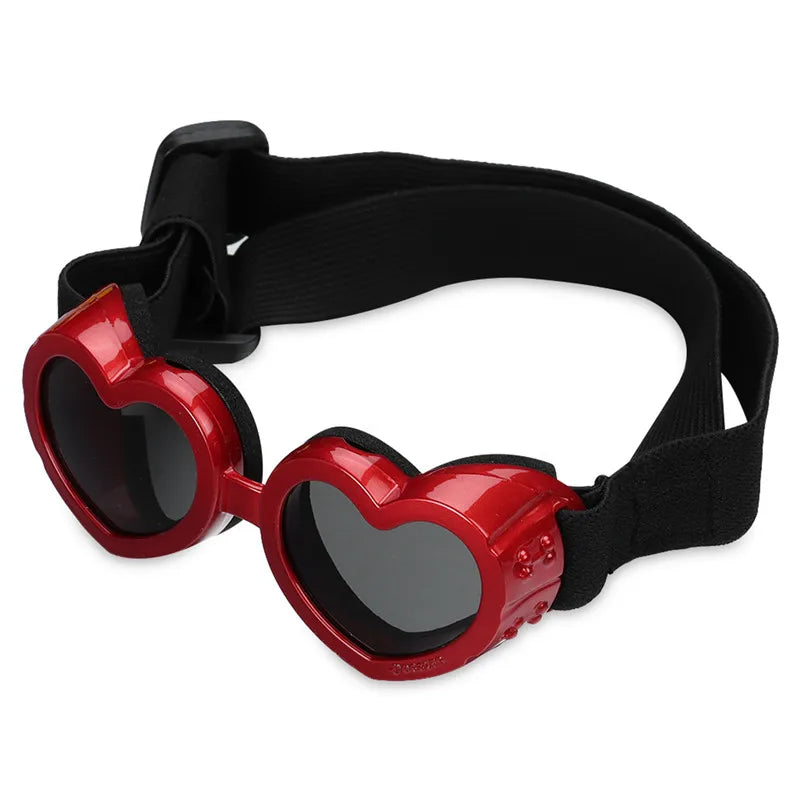 1 Pcs Heart-shaped Small Dog Sunglasses Waterproof UV Protection Dog Cat Sun Glasses with Adjustable Strap Goggles Pet Products