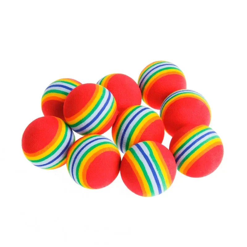 10PCS/5PCS Rainbow Cat Toys Ball Interactive Cat Dog Play Chewing Rattle Scratch Ball Training Cat Rainbow Ball Toy Pet Supplies