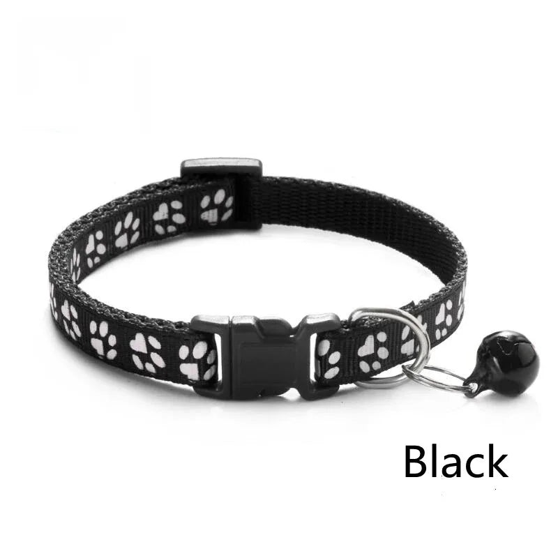 1/6/18pcs Pet Collar With Bell Footprints Colorful Dog, Dog, Cat Accessories Cat Collar Adjustable Bell Ring Necklace Pet