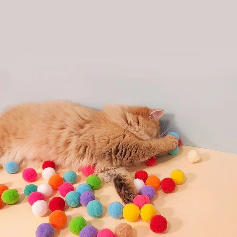 Random Cat Toy Interactive High Fun Toy Gun Plush Ball Firing Gun Silent Polyester High Bounce Ball Fun Cat Stick