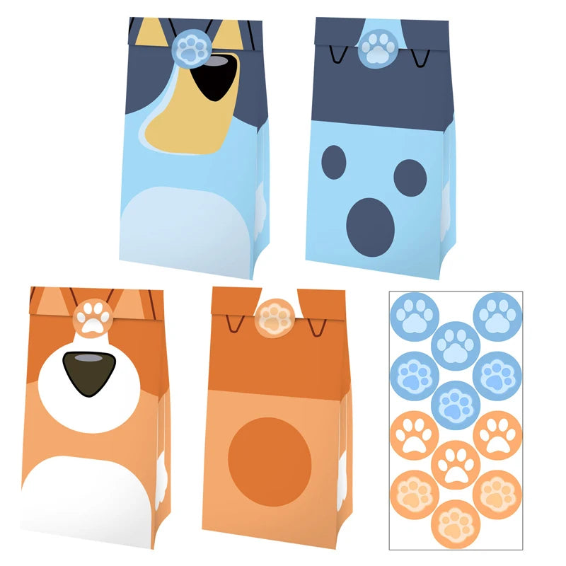 New Cartoon Cute Dog Birthday Party Decoration Kit Blue Dogs Theme Happy Birthday Plates Napkins Cups Tableware Supplies For Kid