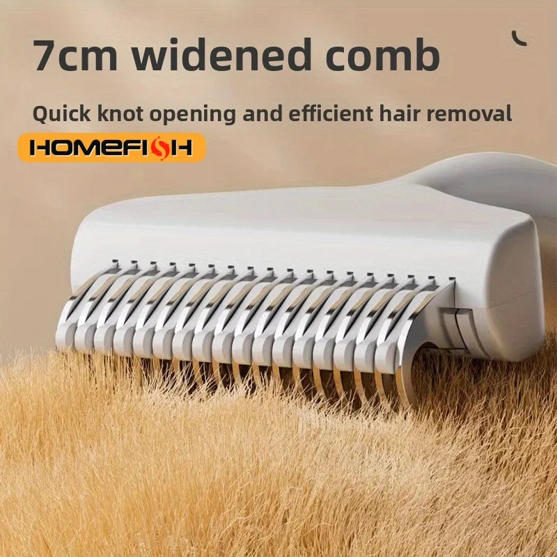 1PC Floating Stainless Steel Dog Hair Removal Brush for Long Hair Breeds Puppy Cat Comb Pet Grooming Products Curved Design