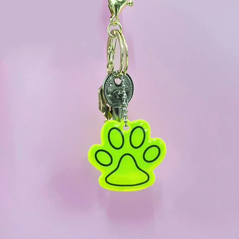 10PCS Cute Cat Paw Keychain Pet Double-sided Backpack Accessories Pendant