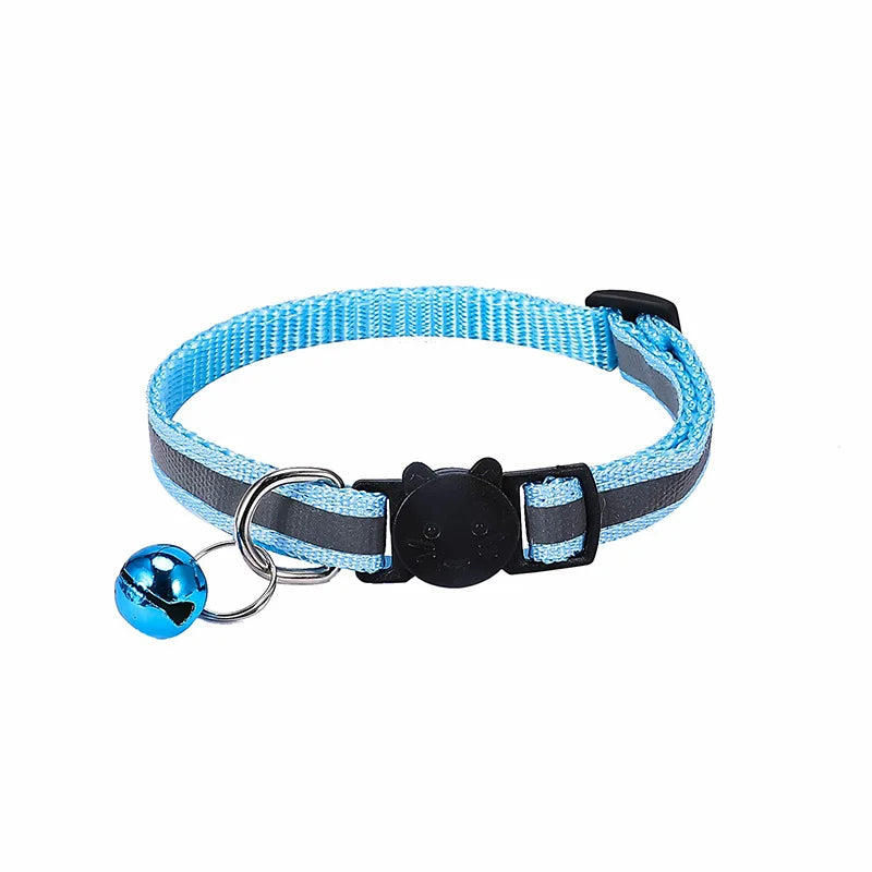 Adjustable Reflective Breakaway Cat Collar with Bell Safety Elastic Neck Ring Necklace Pet Products in Multiple Colors