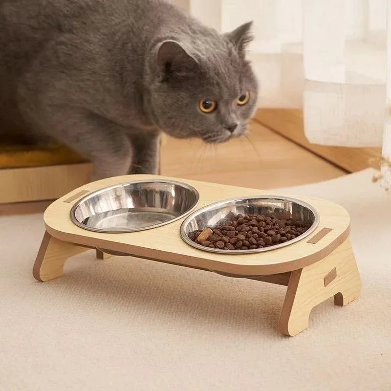 Pet Feeder Double Cat Food Bowl with Anti-Knockover Design Dog Water Feeding Container Cat Food Bowl Stander Pet Products
