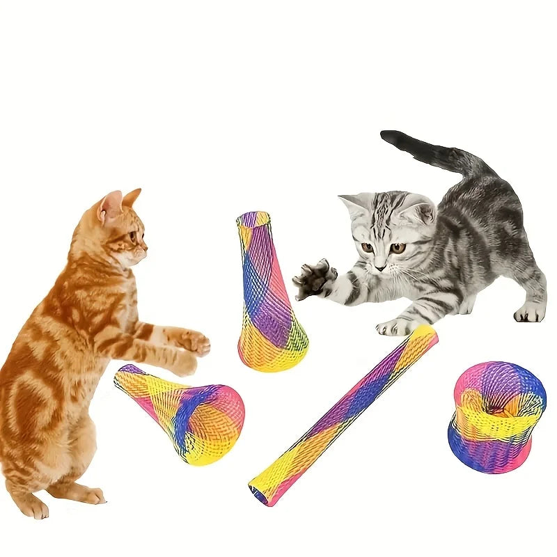 Folding Spring Shaped Toys  Colored Elastic Spring  Interactive Cat Tearing Stick  Providing Fun And Excitement For Pets