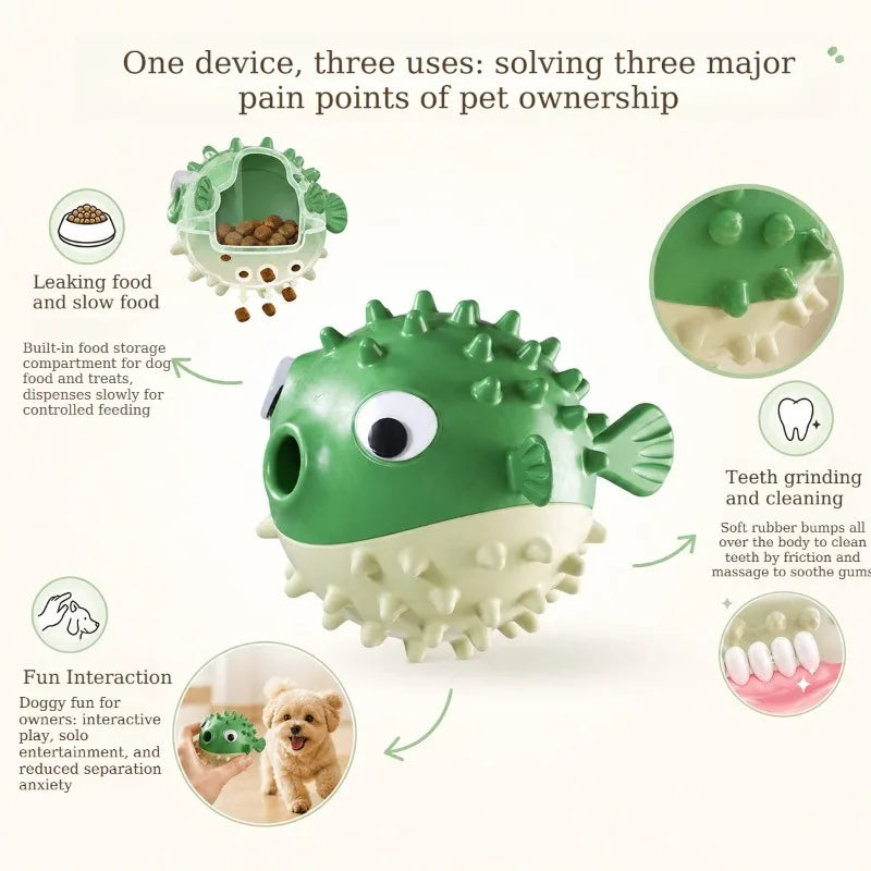 Bouncing Fish Dog Toy Leak Ball Dogs Cats Slow Feeder Puzzle Toys Interactive Self-Play Boredom Relief Pets Toys Treat Dispenser