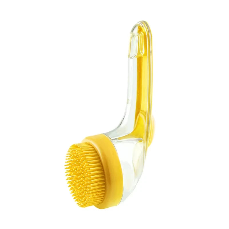 Soft Silicone Pet Bath Massage Brush with Long Handle, Dog Cat Shower Cleaning Grooming Comb Pet Bathing Supplies