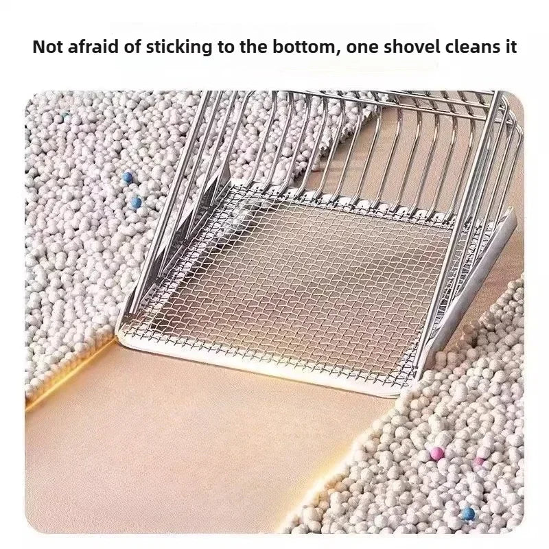 Cat Litter Shovel Wood Handle Metal Scooper with Hook Portable Stainless Steel Sifting Kitten Toilet Cleaning Tool Pet Products