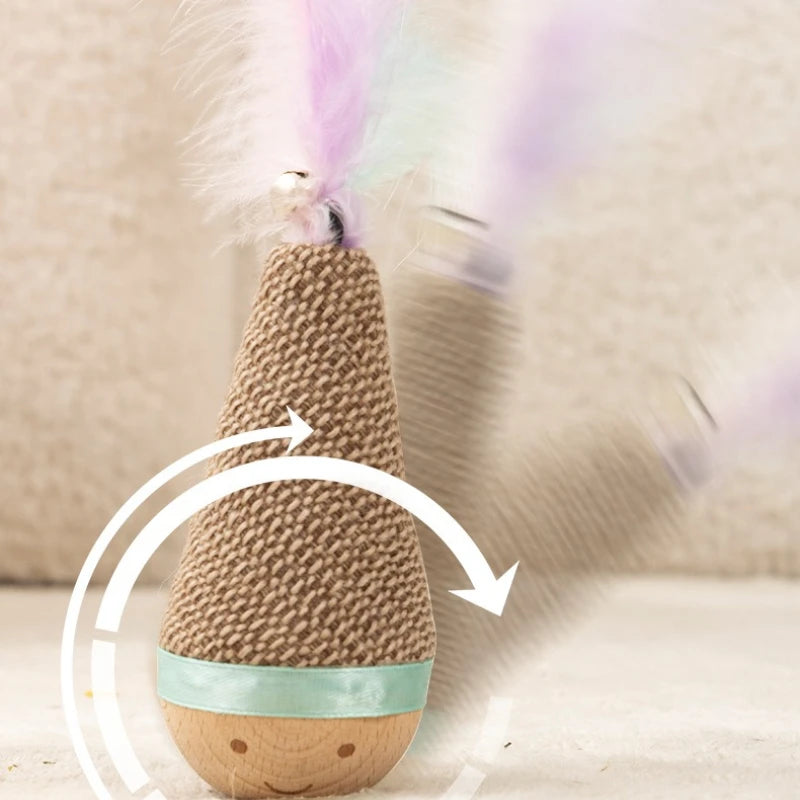 Cat Tumbler Wobbler Toy Bite-resistant Feather Agave Chew Toy Teeth Cleaning Interactive Pet Cat Supplies