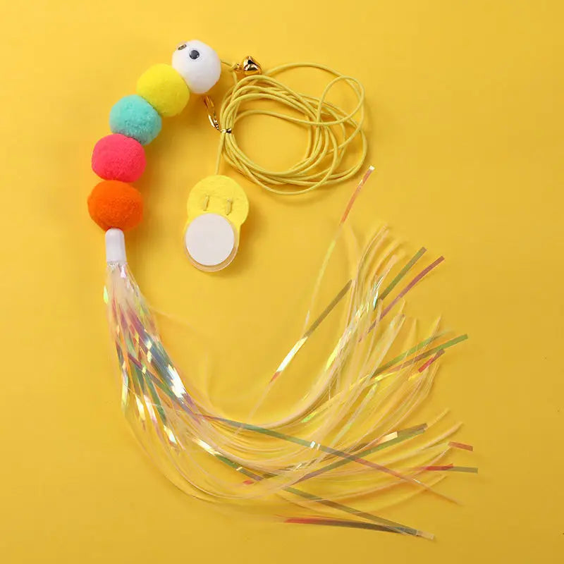 Elastic Hanging Door Cat Toy Feather Retractable Cat Teaser Wand Interactive Pet Play Toy for Kitten Small Dog