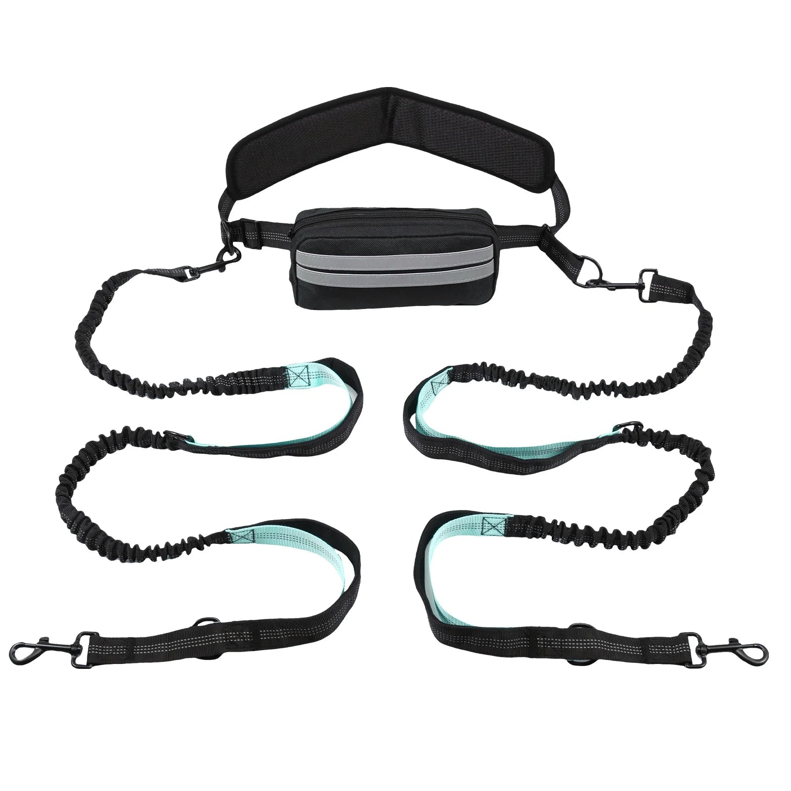 Hands Free Dog Leash Reflective Leash with Waist Bag Retractable Elastic Belt Dog Traction Rope for Running Walking Pet Products