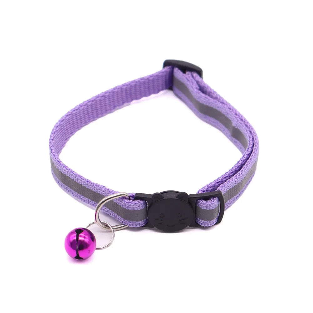 Colors Reflective Breakaway Cat Collar Neck Ring Pet Products Safety Adjustable with Bell Charm Necklace Collar for Puppy