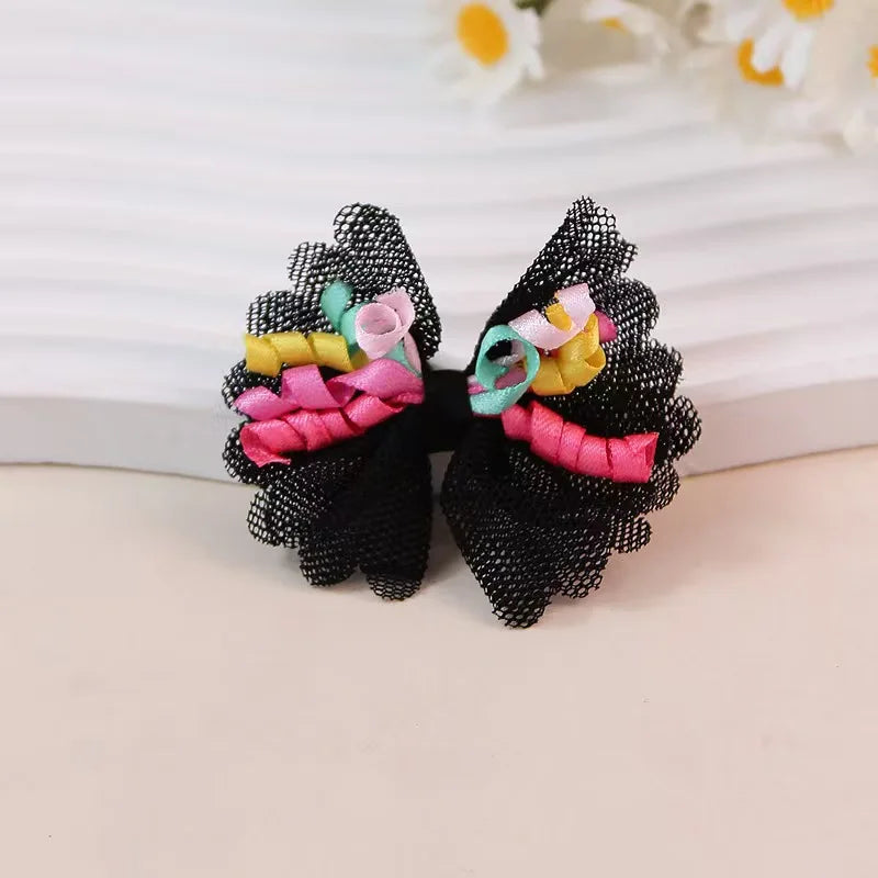 5/10/20pcs Lace Dog Hairbows Dog Bows With Volumes Ribbon Grooming Pet Hair Bowknot With Rubber Bands For Small Dog Pet Products