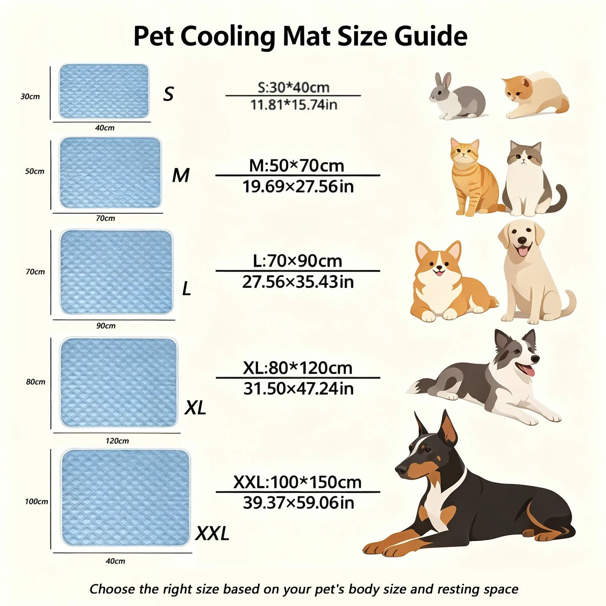 Dog Cooling Pad Large Mat Dogs Cool Refreshing Products Cold Pets Accessories Size Washable Bed Summer Does Not Slip Pet Goods