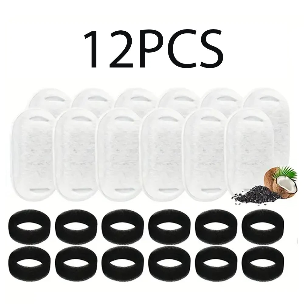 1A@12@36pcs Automatic Cat Fountain 1Filter Replacement, Activated Carbon Cat Drinking Water Filter With Sponge Foam Filter