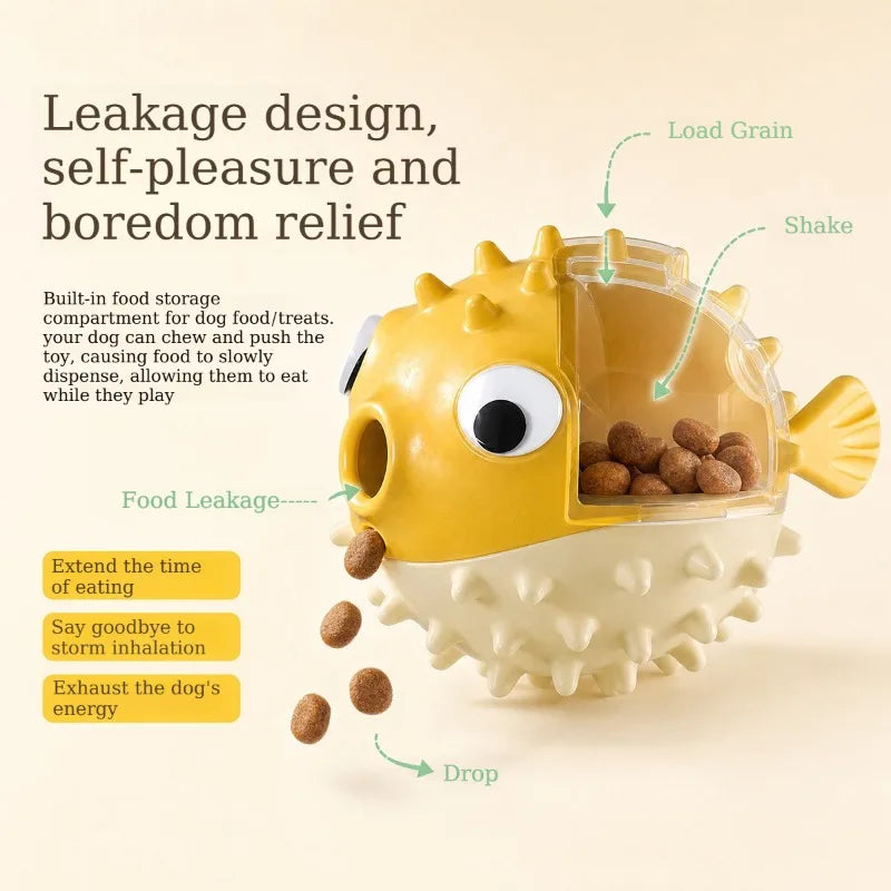 Bouncing Fish Dog Toy Leak Ball Dogs Cats Slow Feeder Puzzle Toys Interactive Self-Play Boredom Relief Pets Toys Treat Dispenser