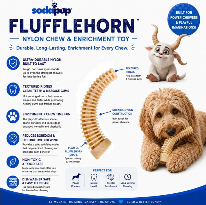 Flufflehorn Dental Antler - Durable Nylon Dog Chew Toy XL | USA Made