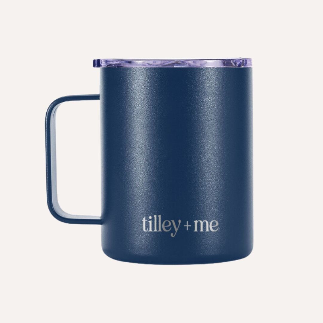 Tilley + Me | Camping Mug Stainless Steel Tumbler – Insulated Hot and Cold Beverage Mug
