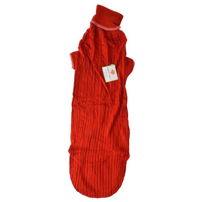 Fashion Pet Cable Knit Dog Sweater - Red XX-Large (29&quot;-34&quot; from Neck Base to Tail) - Pack of 6