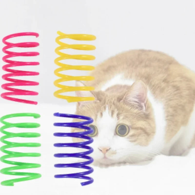 4/200Pcs Interactive Colorful Gauge Kitten Coil Spiral Springs Cat Toys for Kittens And Cats Pet Products