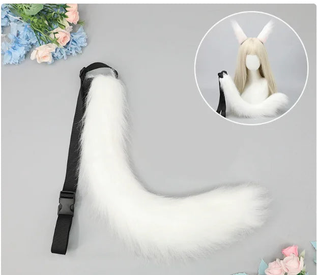 Cos Jewelry Props Fox Tail Wolf Tail Cat Strap Tail Accessories Large Handmade Plush Beast Ears Beast Tail