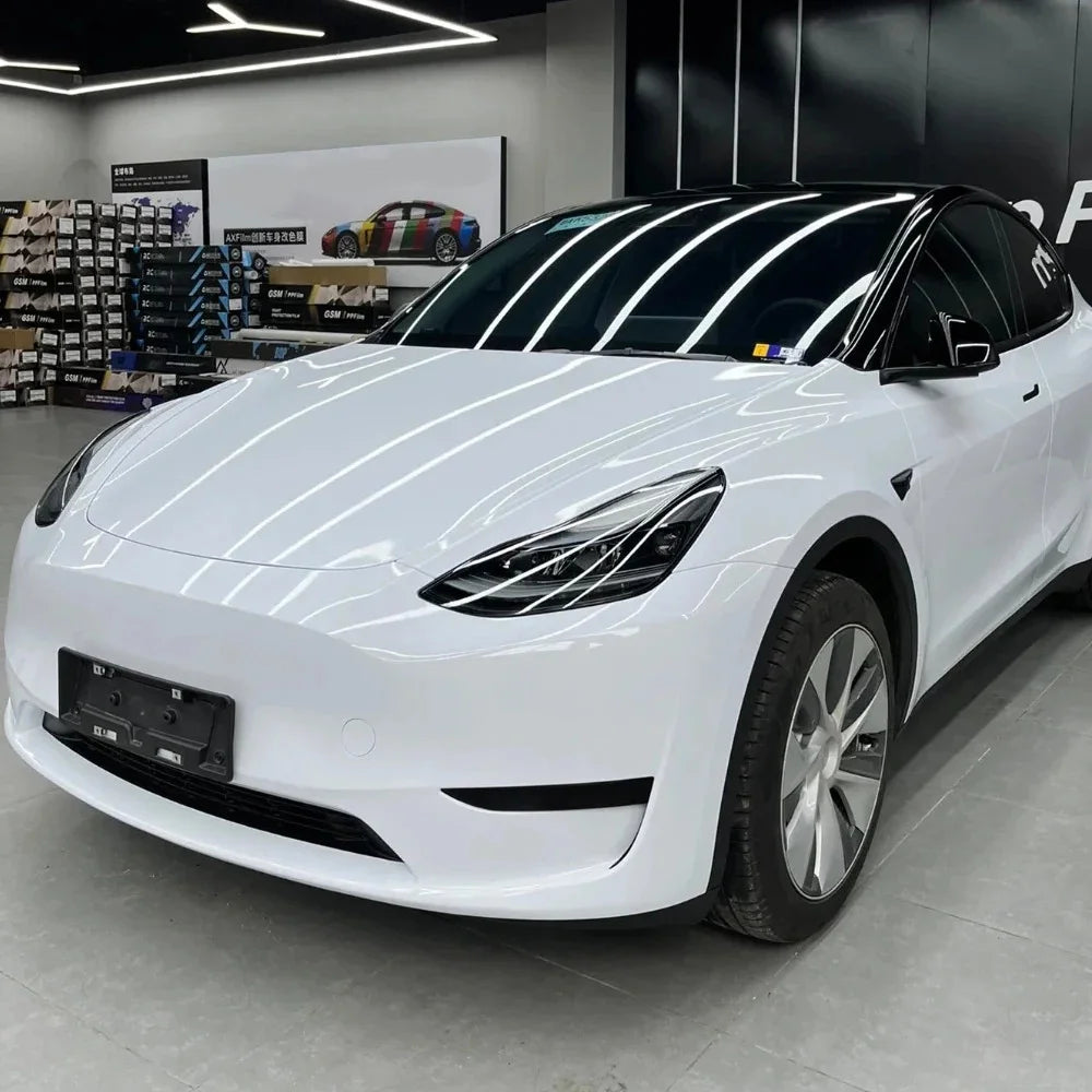 Car Wrap Film PET Glossy White Film Bubble Free Decal Car Adhesive Vinyl Waterproof Sticker for Car Accessories