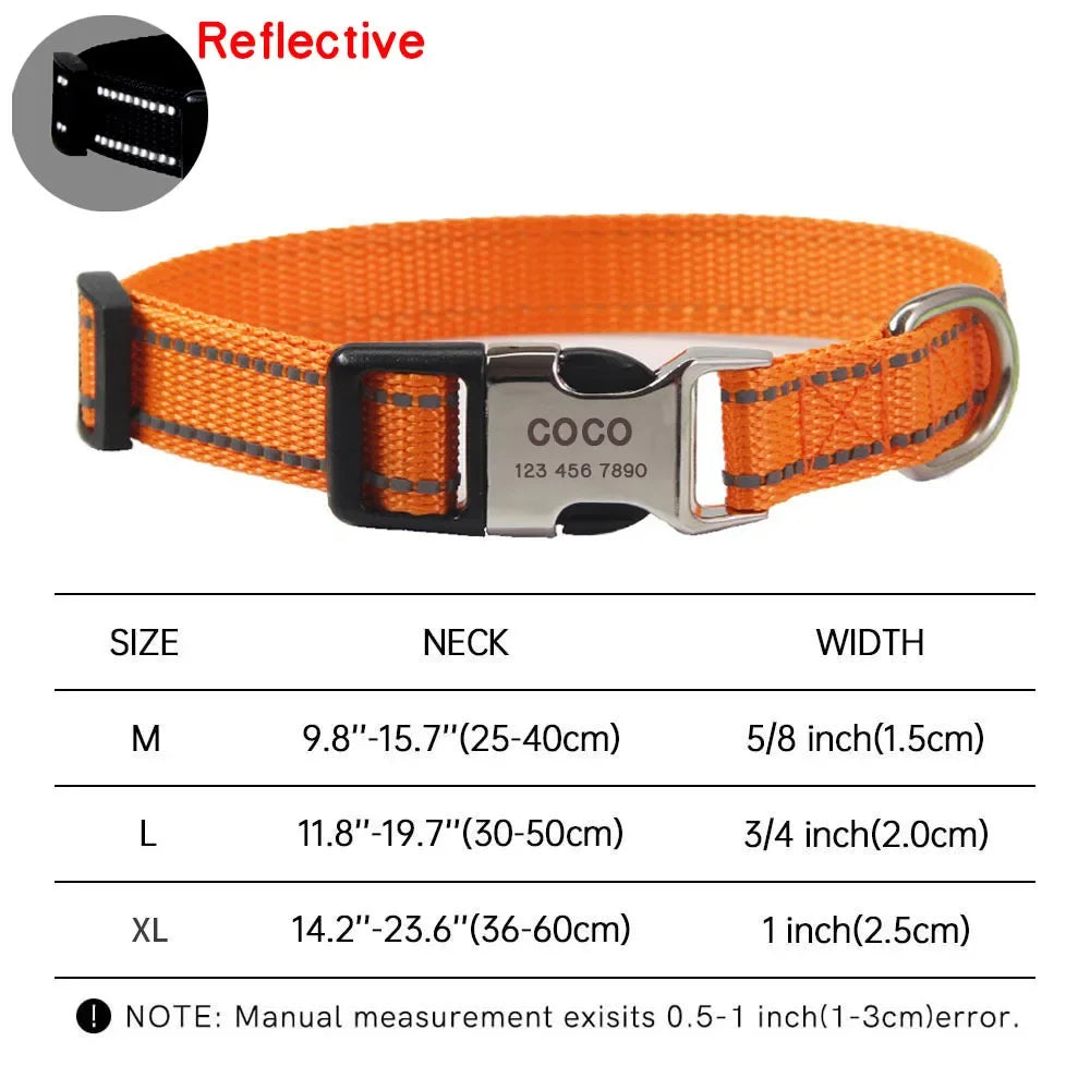Personalized Dog Collar Free Engraved Name Custom Nameplate Collars for Small Medium Large Dogs Accessories Pet Product Pitbull
