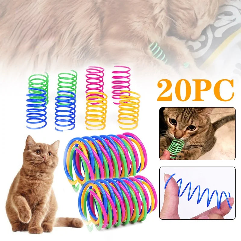 Plastic Colorful Spring Jumping Funny Cat Toys Cat Pet Supplies Kitten Coil Spiral Cat Toys Interactive Cat Pet Toy Pet Products