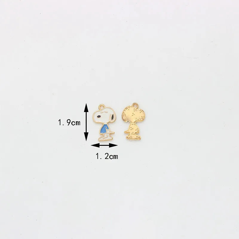 10pcs Cartoon Snoopy Decorations Cute Dog Alloy Pendant Animal Series Children's DIY Creative Fashion Jewelry Accessories Gift