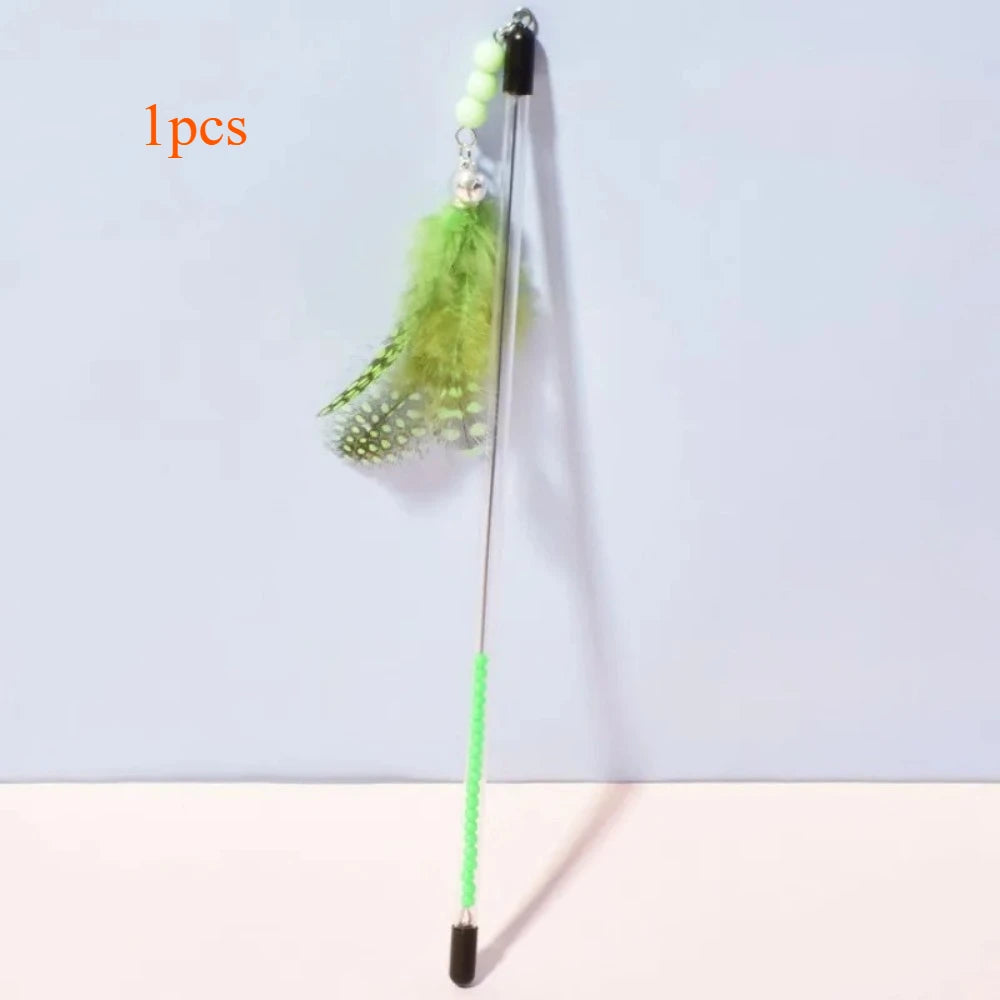 New Cat Toys Feather Cats Sticks Retractable Handle Cats Toy Feather Interactive Cat Toys with Kitten Teaser Toy Pet Products