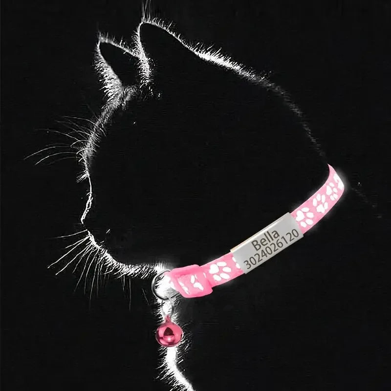 Anti-lost Engraved Cat Collar With Bell Fast Breakaway Customize Name Id Tag Personalized Pet Products Accessory