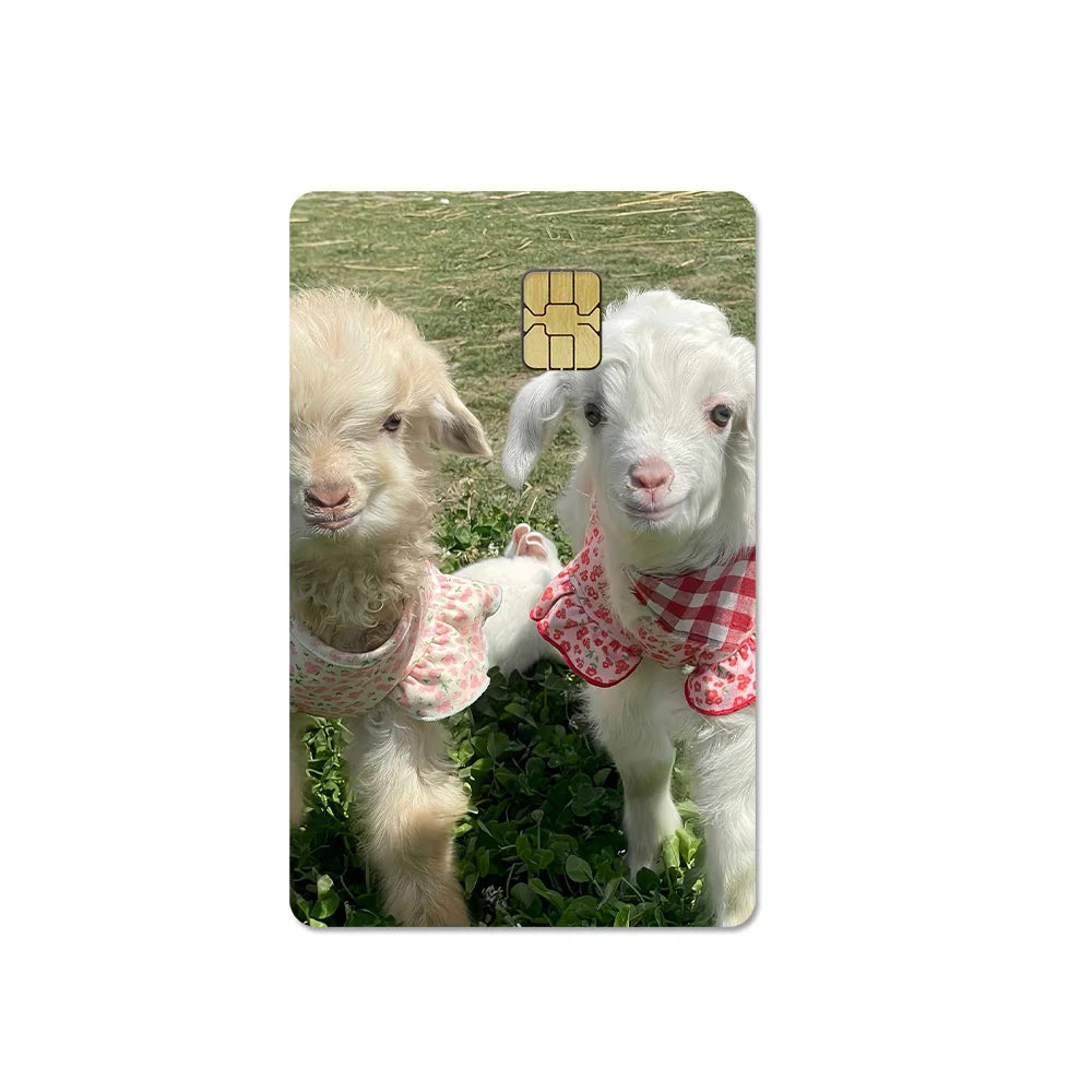 Cute Pet Puppy Kitten Lamb Credit Debit Card Sticker Bread Dog Bus Pass DIY Waterproof Small Chip Film Sticker Decoration Gift