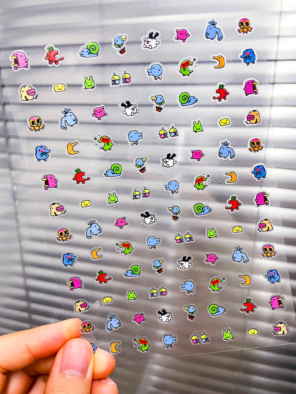 Kawaii Y2K Cute Pet Japanese Anime Self Adhesive Nail Sliders Pixel Style Mini Hand Account Diy Accessory Korean Nail Sticker