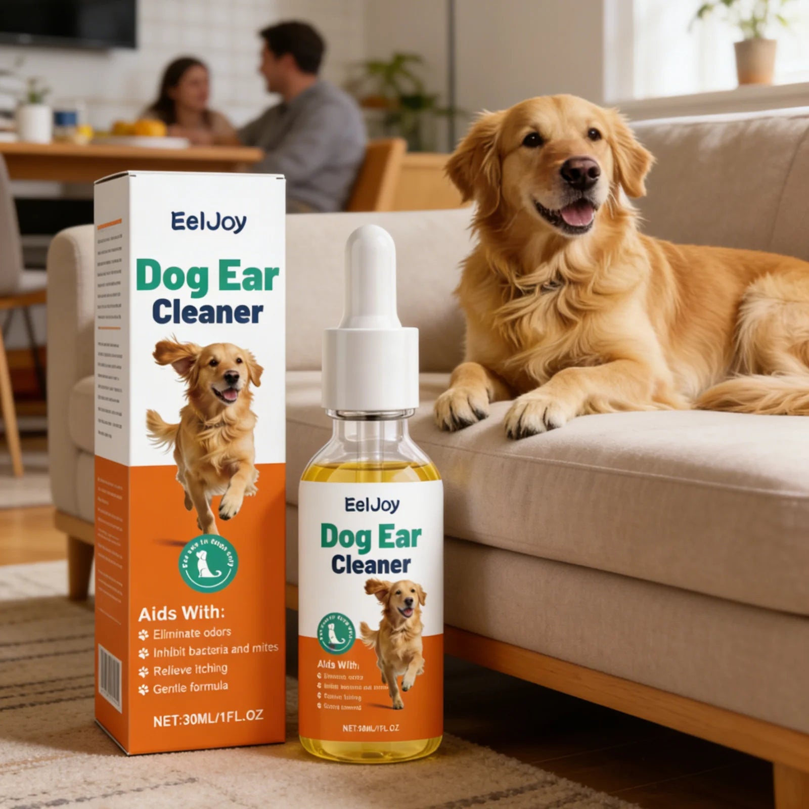 EelJoy Dog Ear Cleaner Eliminate Odors Relieve Itching Dust Mite Removal Care Pet Cleaning Products Gentle Formula Dog Ear Drops