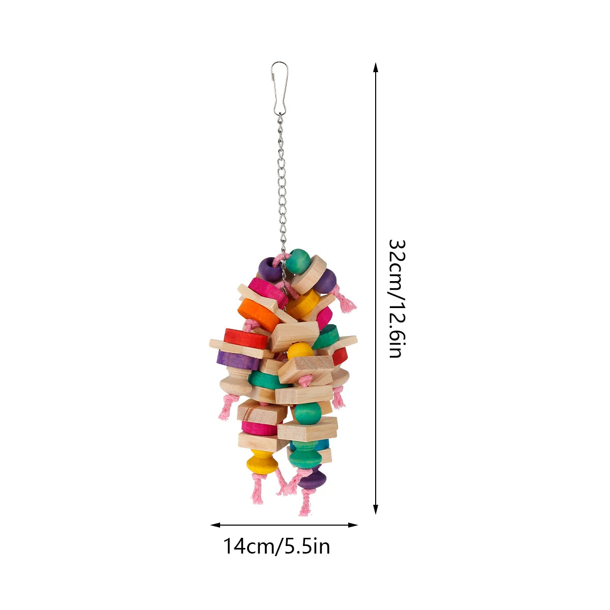 Wooden Parrot Toys Bird Cage Hanging Chewing Toys Multicolored Parrot Foraging Blocks for Birds Parrots Parakeets Pet Product