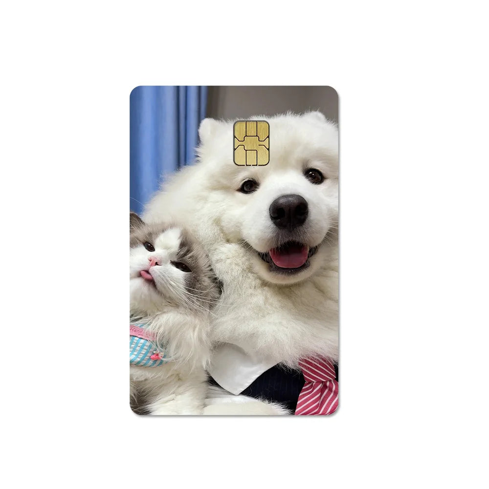 Cute Pet Puppy Kitten Lamb Credit Debit Card Sticker Bread Dog Bus Pass DIY Waterproof Small Chip Film Sticker Decoration Gift