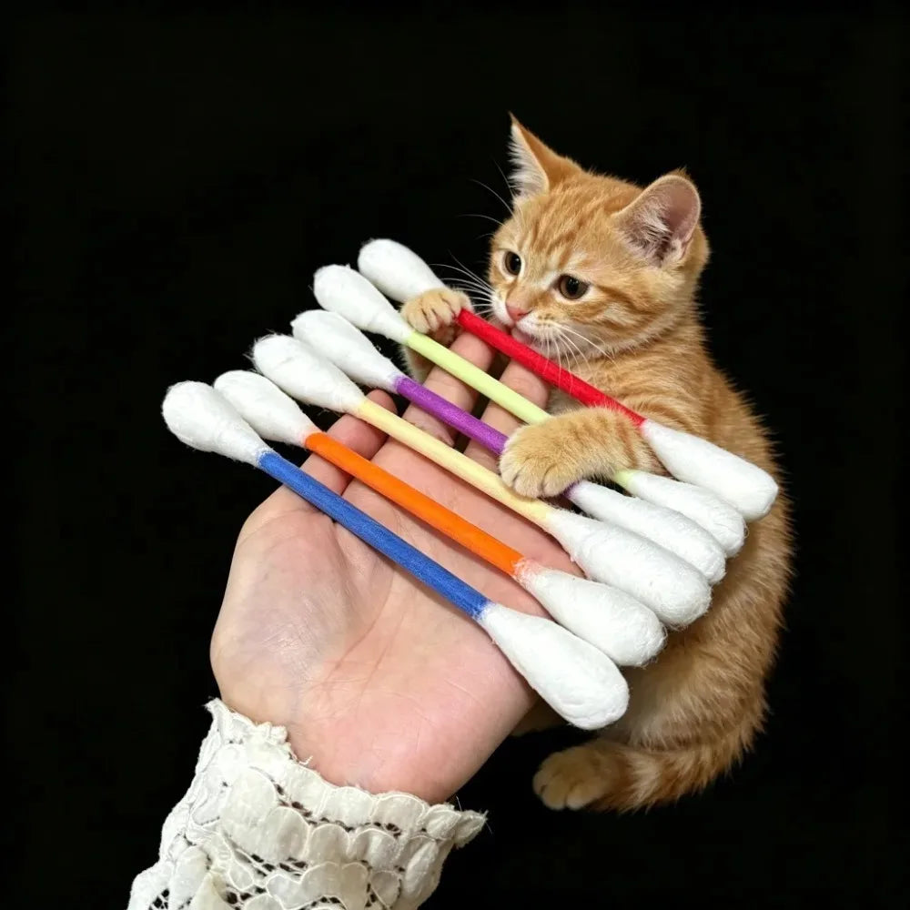 1-8Pcs Creative Large Cotton Swab Shaped Catnip Toy Giant Kitten Grinding Biting Stick Durable Teeth Cleaning And Grinding Rope