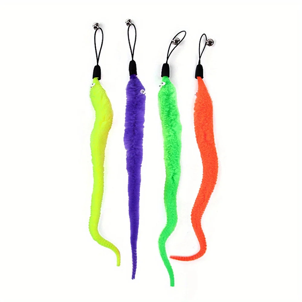 11 Pack Retractable Fishing Rod Funny Cat Stick Pet Caterpillar Feather Replacement Head Cat Toys Interactive Pet Products
