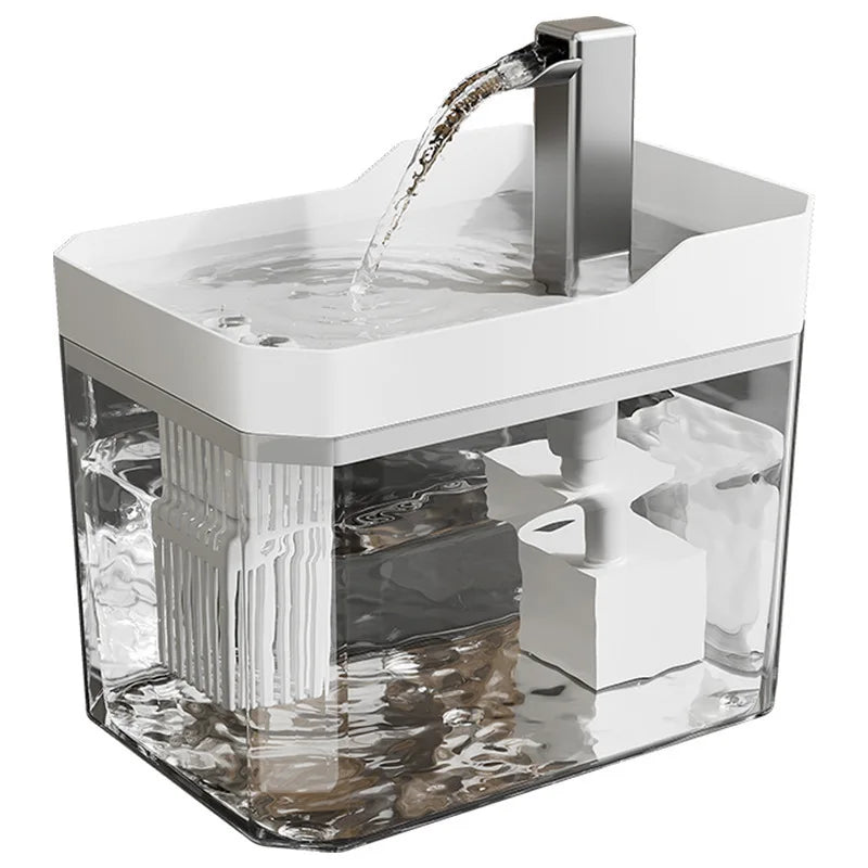 HTMCK USB Cat Water Fountain with Auto Filter Transparent Anti-Dry Burning Recirculating Dispenser Includes Pump for Cats
